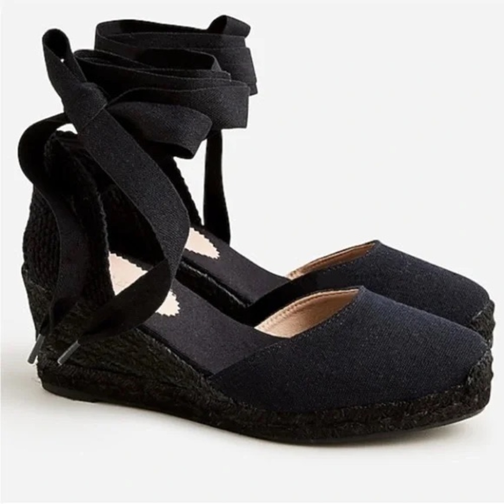 J.Crew - Black Espadrille Wedge Sandals